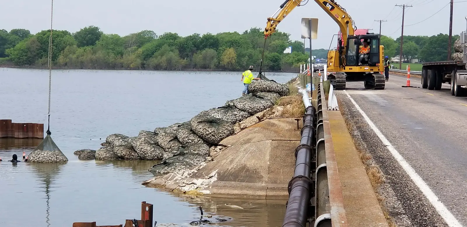 TxDOT bridge scour protection in Rains County, Texas