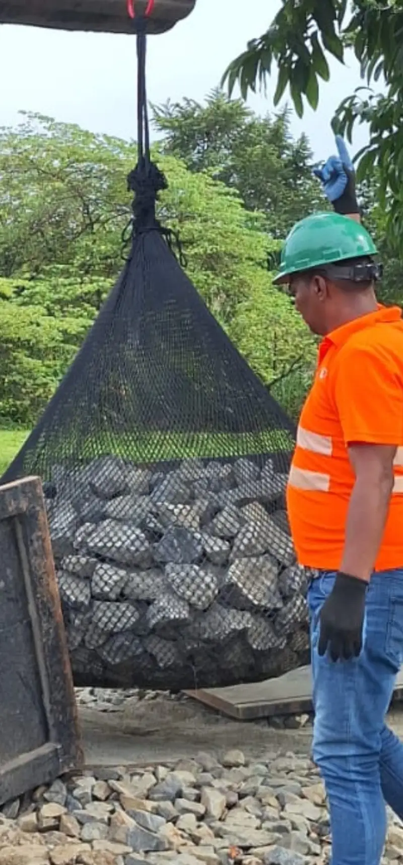 Construction works with rock bags across multiple Panama sites — photo 13